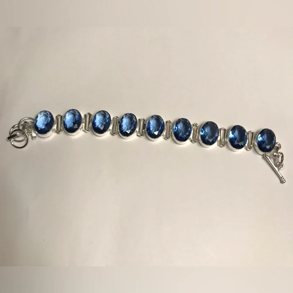 Tanzanite Stamped 925 Sterling Silver Bracelet